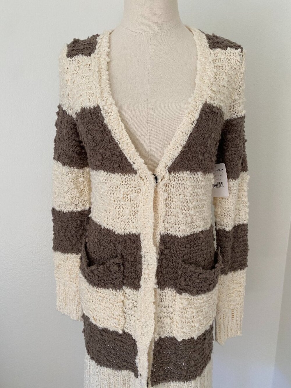 NWT Free People Cuddle Bear Stripe Bouclé Cardigan - XS